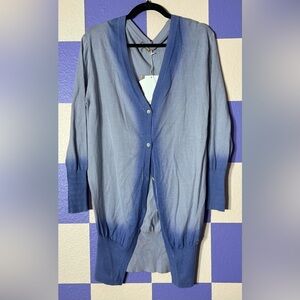 NWT Galliano Lightweight Long Cardigan in Blue Lilac Ombre - Size M